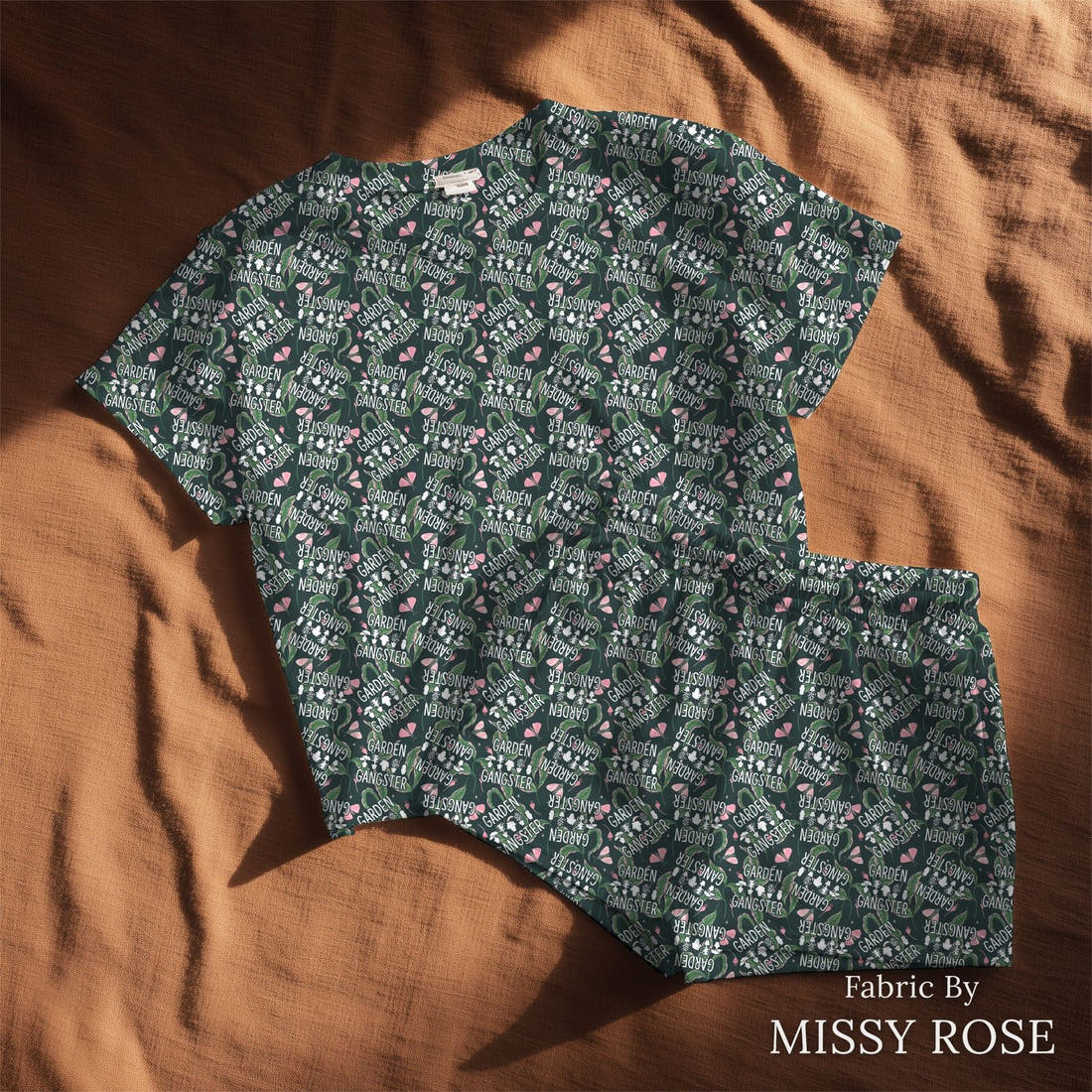 Design 18 Garden Gangster Fabric sewn into a lounge set – see how the print looks made up | Fabric by Missy Rose
