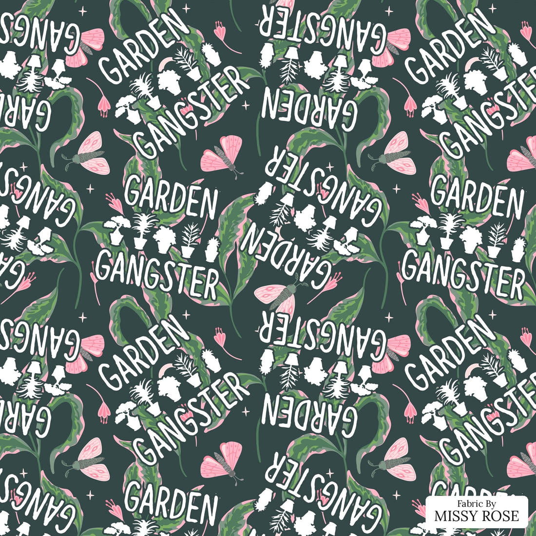 Design 18 Garden Gangster Fabric - flat view of the print, zoom in for detail | Fabric by Missy Rose