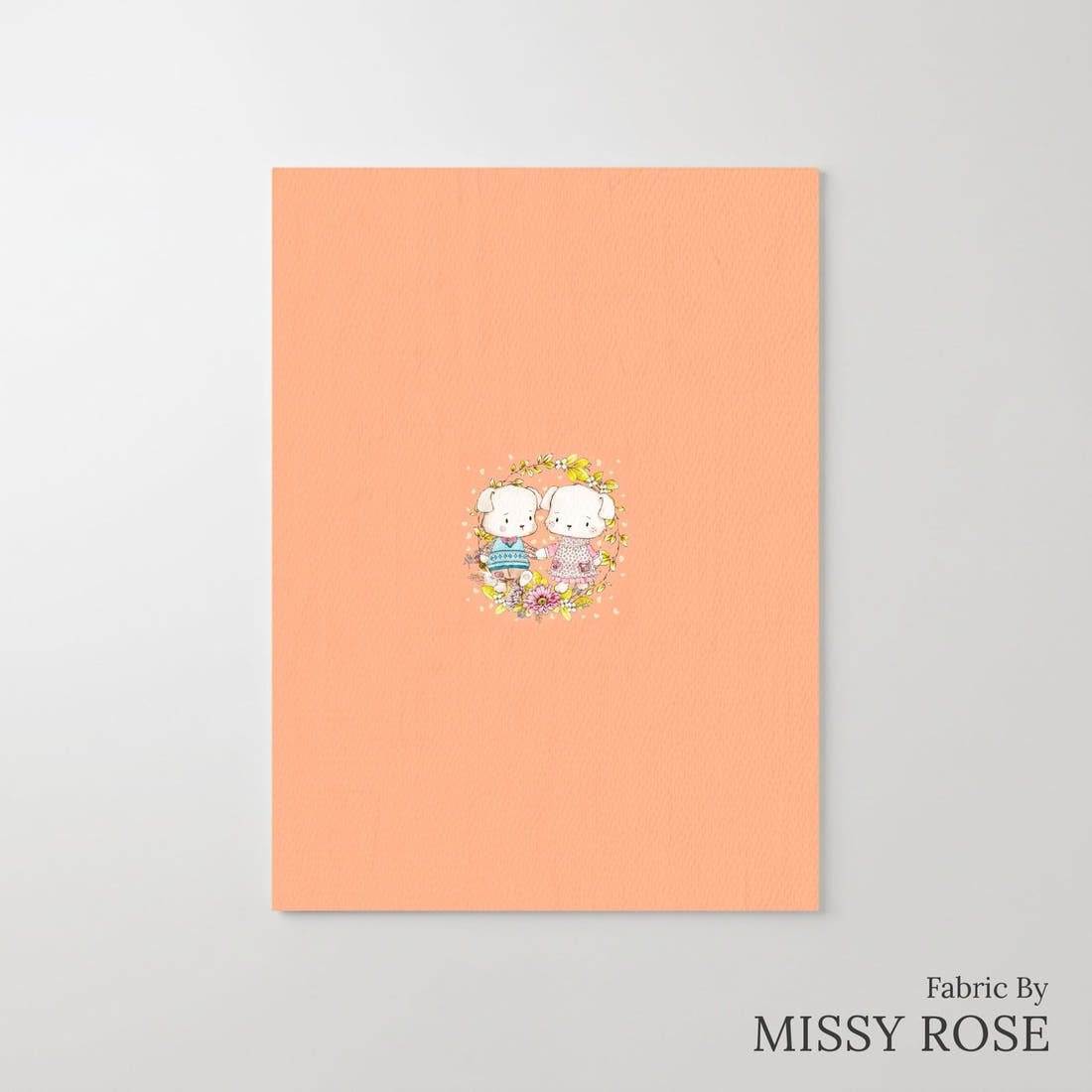 Design 180 Peach Dogs Panel – printed fabric panel with centred picture, custom printed to order | Fabric by Missy Rose