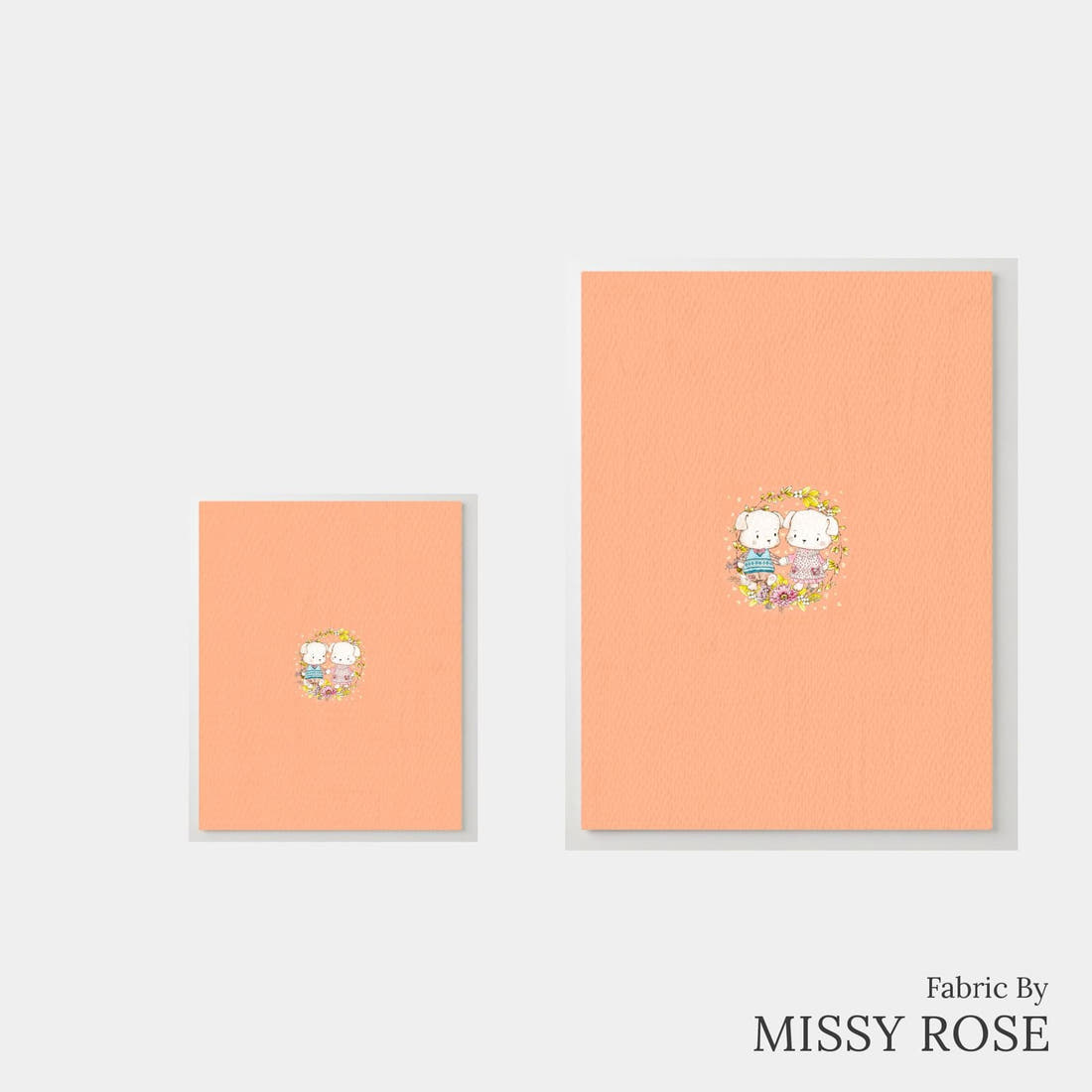 Design 180 Peach Dogs Panel – universal and adult panel sizes side by side | Fabric by Missy Rose