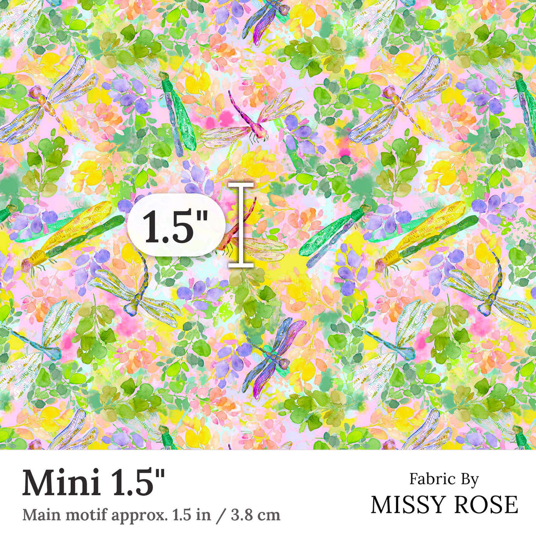 Design 181 Dragonfly Fabric Mini 1.5 inch print scale guide | Fabric by Missy Rose