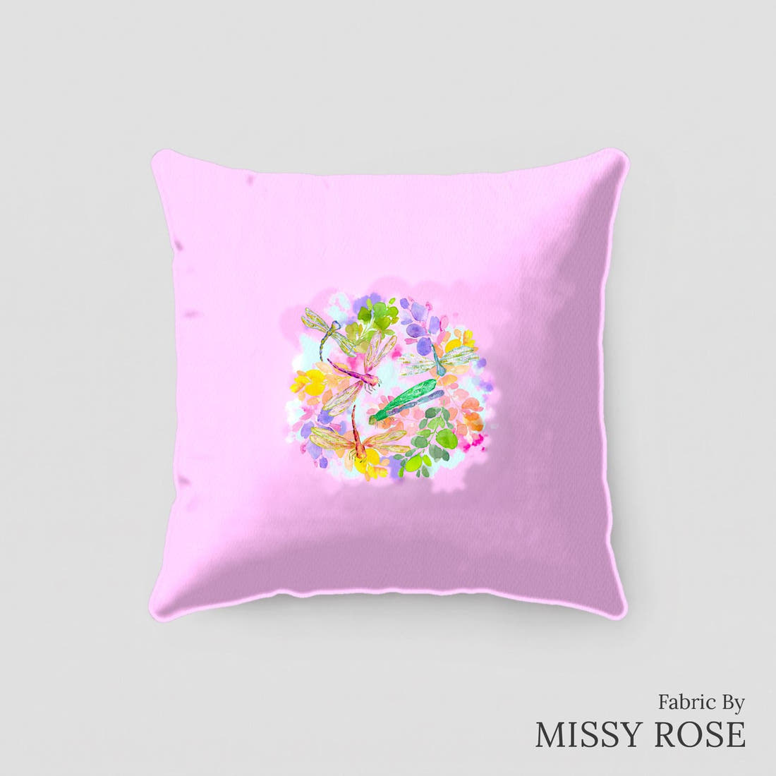 Design 181 Dragonfly Panel sewn into a cushion – see how the panel looks made up | Fabric by Missy Rose