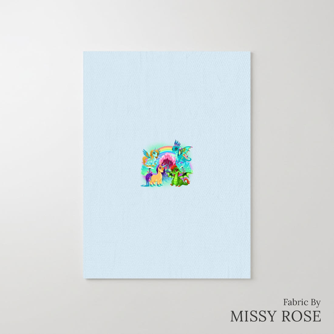 Design 182 Bright Unicorn Panel – printed fabric panel with centred picture, custom printed to order | Fabric by Missy Rose