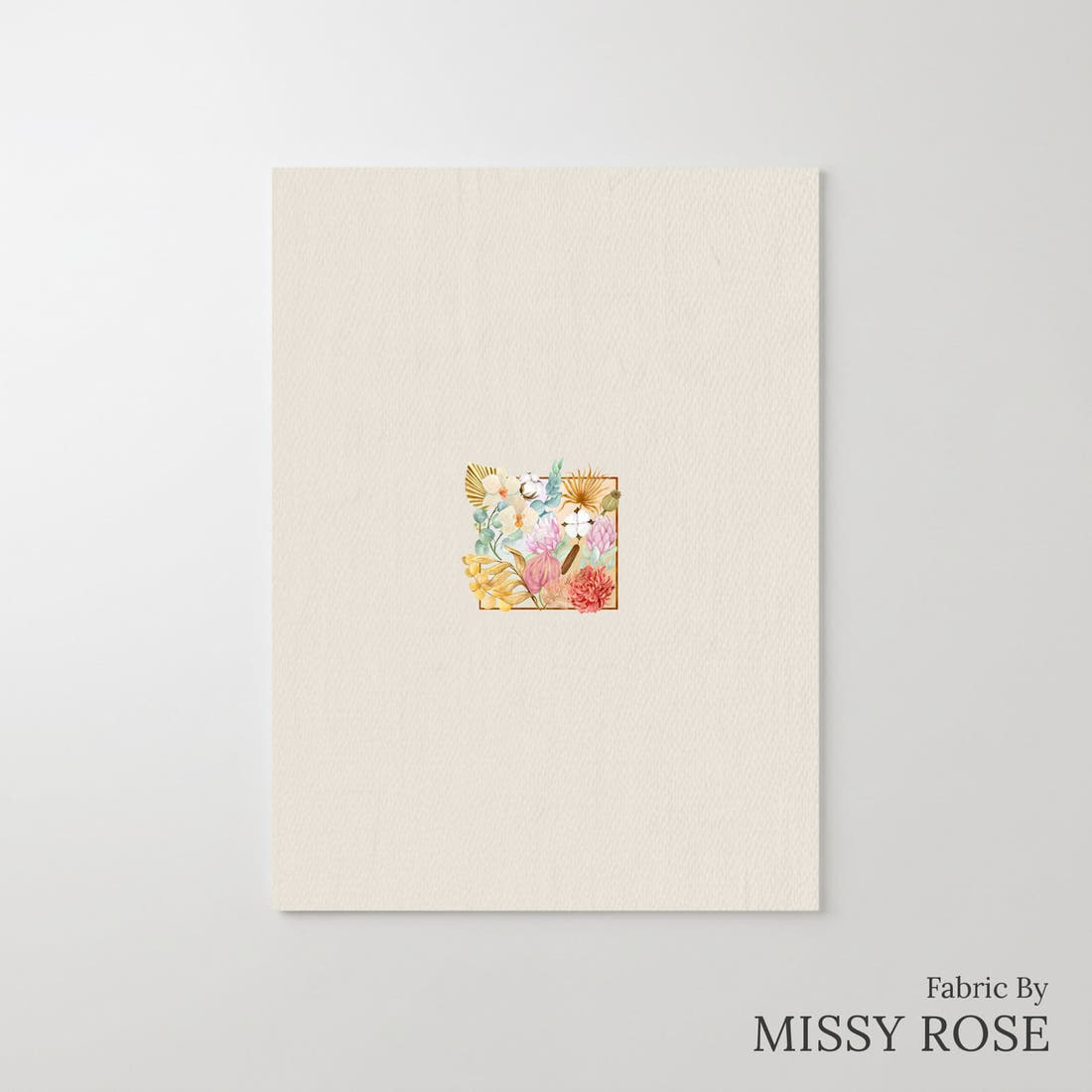 Design 183 Boho Floral Panel – printed fabric panel with centred picture, custom printed to order | Fabric by Missy Rose