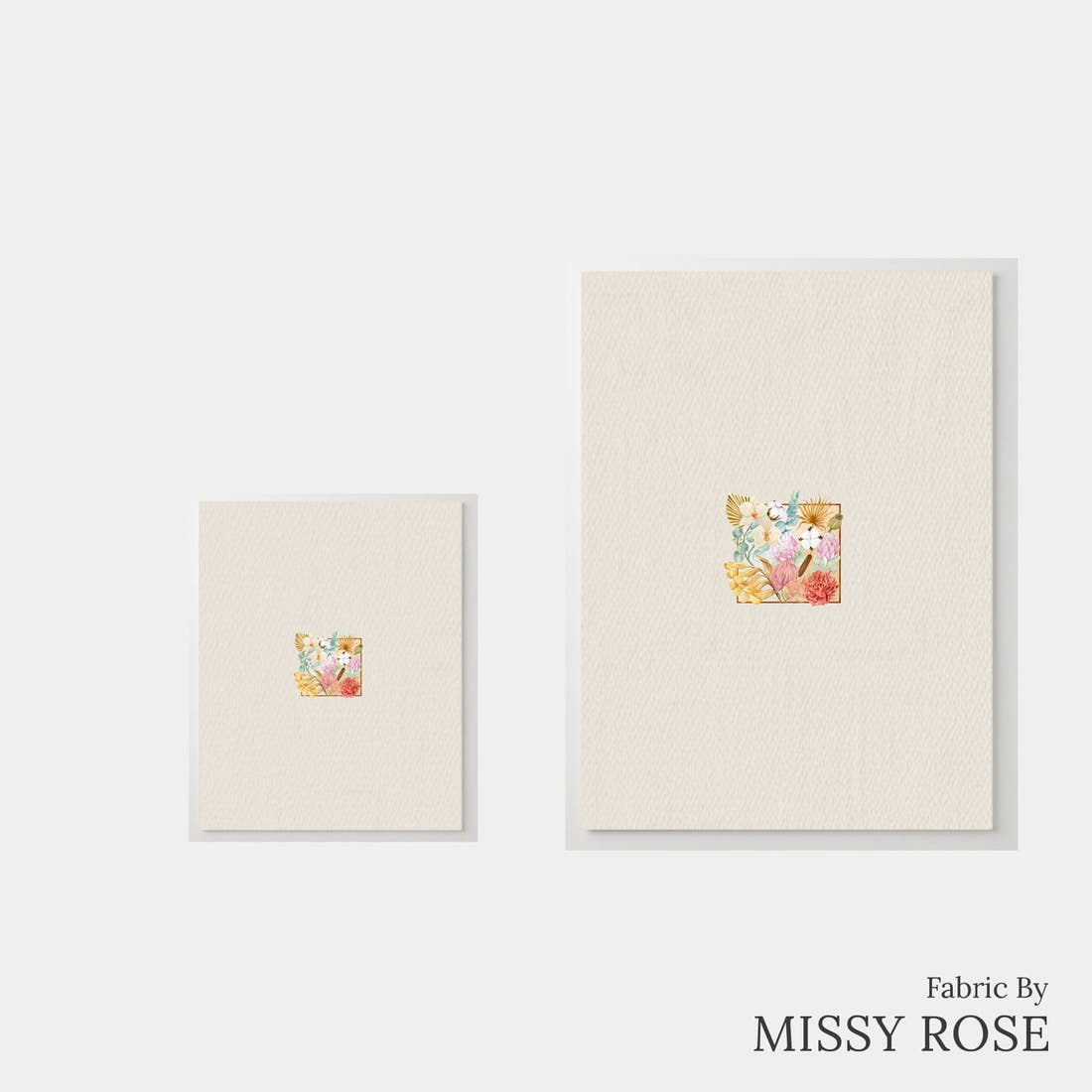Design 183 Boho Floral Panel – universal and adult panel sizes side by side | Fabric by Missy Rose