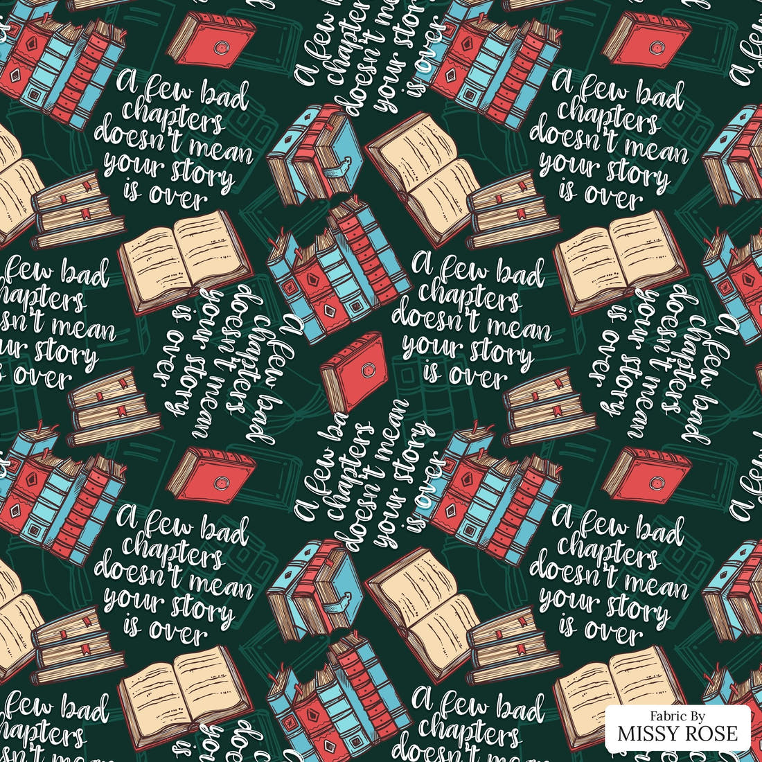 Design 184 Chapter Fabric - flat view of the print, zoom in for detail | Fabric by Missy Rose