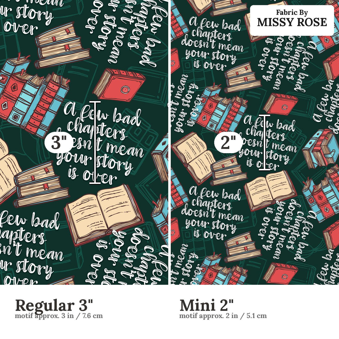 Design 184 Chapter Fabric size comparison - print scale | Fabric by Missy Rose