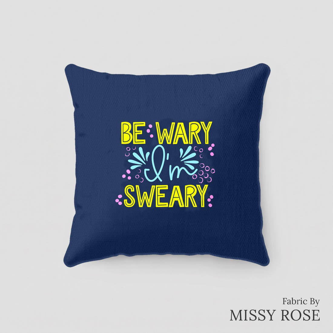 Design 185 Sweary Panel sewn into a cushion – see how the panel looks made up | Fabric by Missy Rose