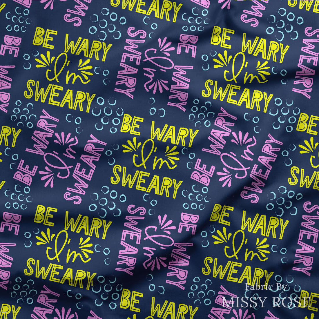 Design 185 Sweary Fabric draped fabric mockup – custom printed fabric by the metre | Fabric by Missy Rose