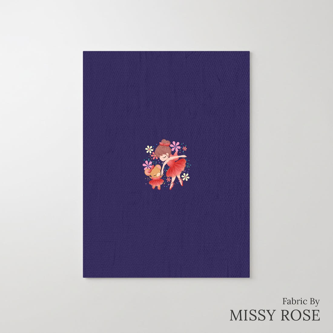 Design 186 Navy Ballerina Panel – printed fabric panel with centred picture, custom printed to order | Fabric by Missy Rose