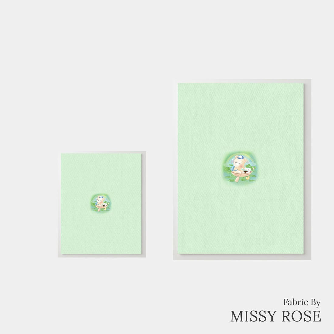 Design 187 Green Teddy Bear Panel – universal and adult panel sizes side by side | Fabric by Missy Rose