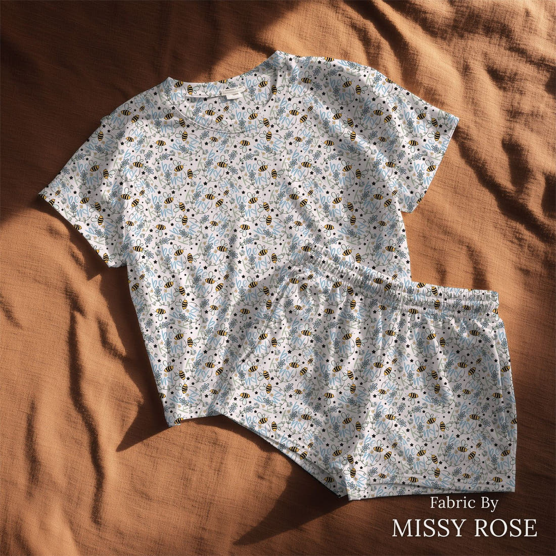Design 188 Be Kind Fabric sewn into a lounge set – see how the print looks made up | Fabric by Missy Rose