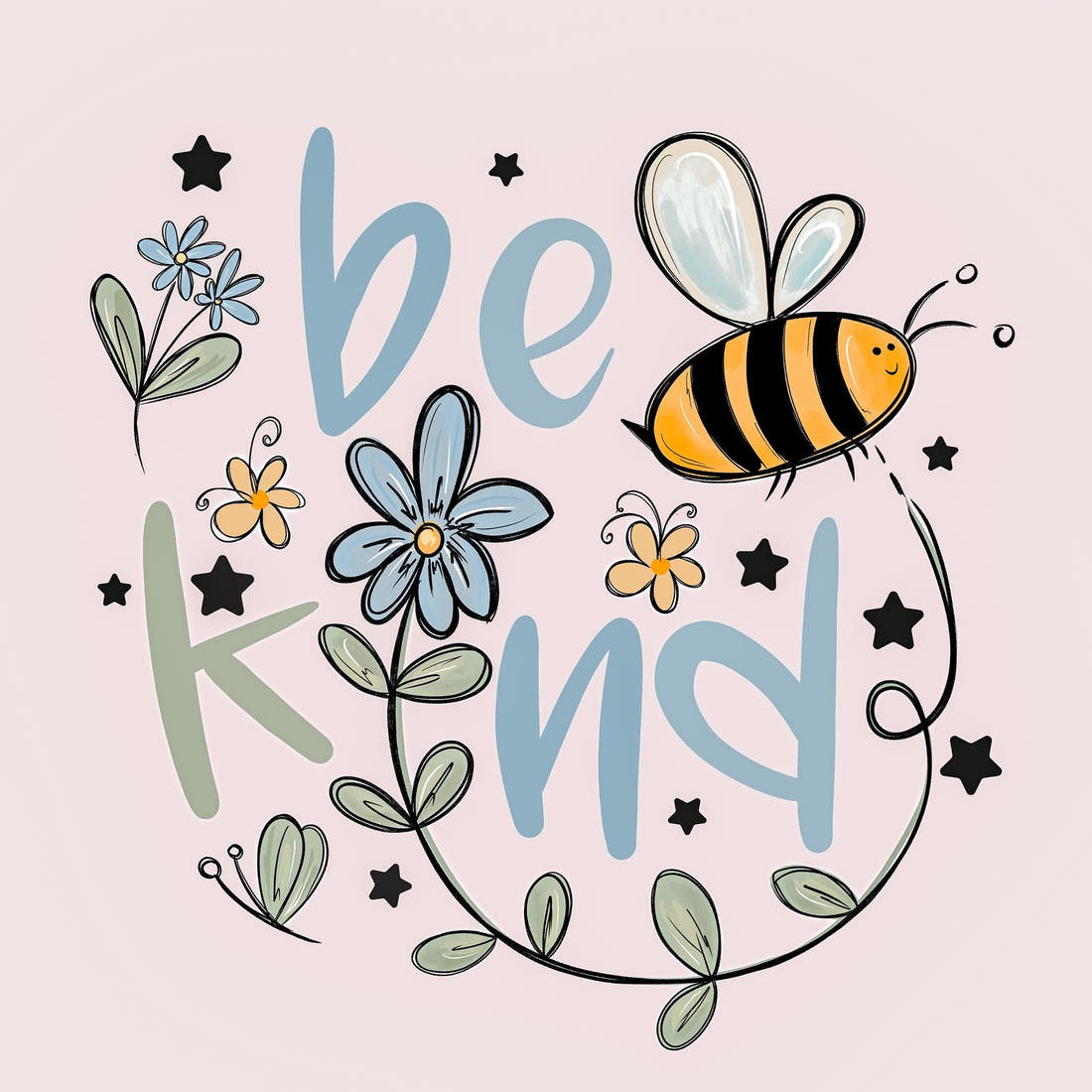 Design 188 Be Kind Panel – full artwork close-up of the printed picture | Fabric by Missy Rose