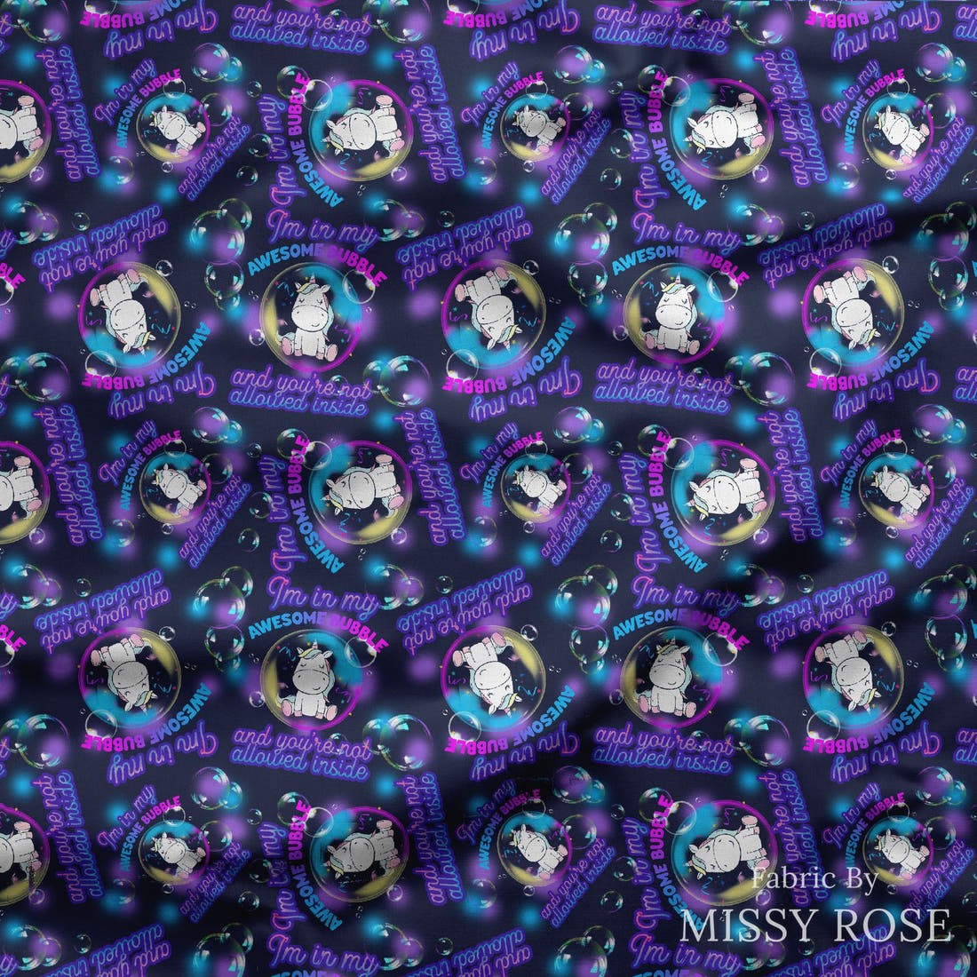 Design 19 Awesome Bubble Fabric draped fabric mockup – custom printed fabric by the metre | Fabric by Missy Rose