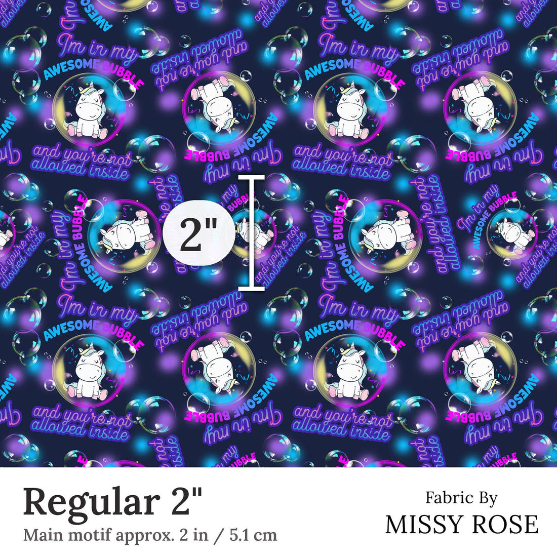Design 19 Awesome Bubble Fabric Regular 2 inch print scale guide | Fabric by Missy Rose