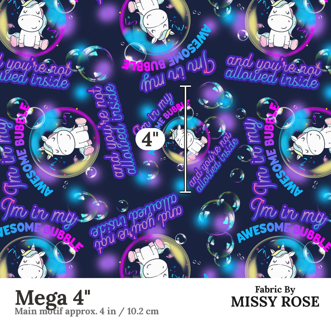 Design 19 Awesome Bubble Fabric Mega 4" - print scale | Fabric by Missy Rose