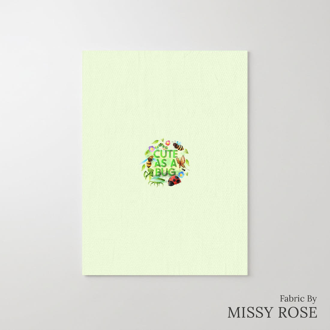 Design 190 Green Bugs Panel – printed fabric panel with centred picture, custom printed to order | Fabric by Missy Rose