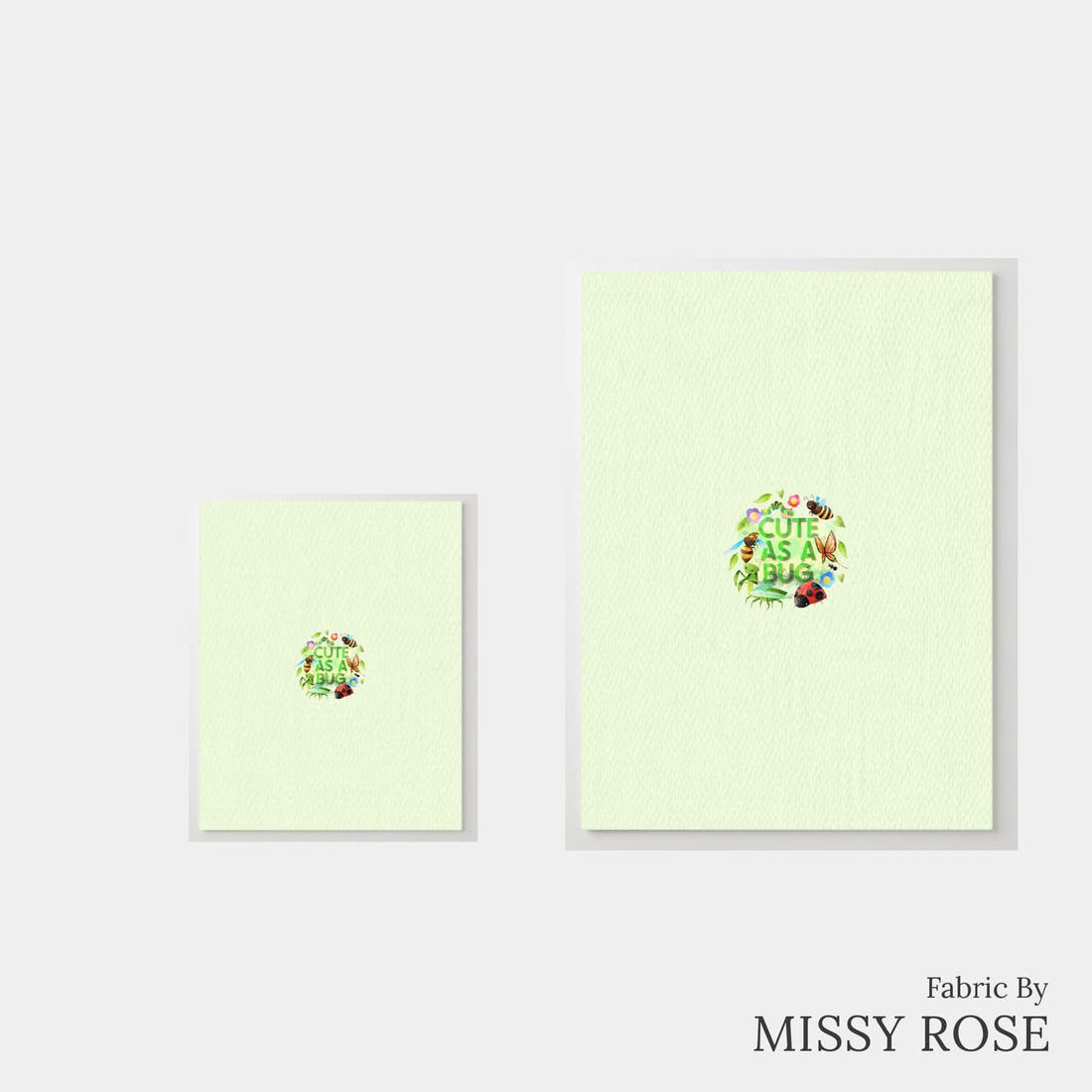 Design 190 Green Bugs Panel – universal and adult panel sizes side by side | Fabric by Missy Rose