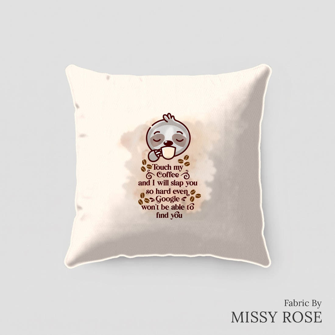 Design 191 Coffee Panel sewn into a cushion – see how the panel looks made up | Fabric by Missy Rose