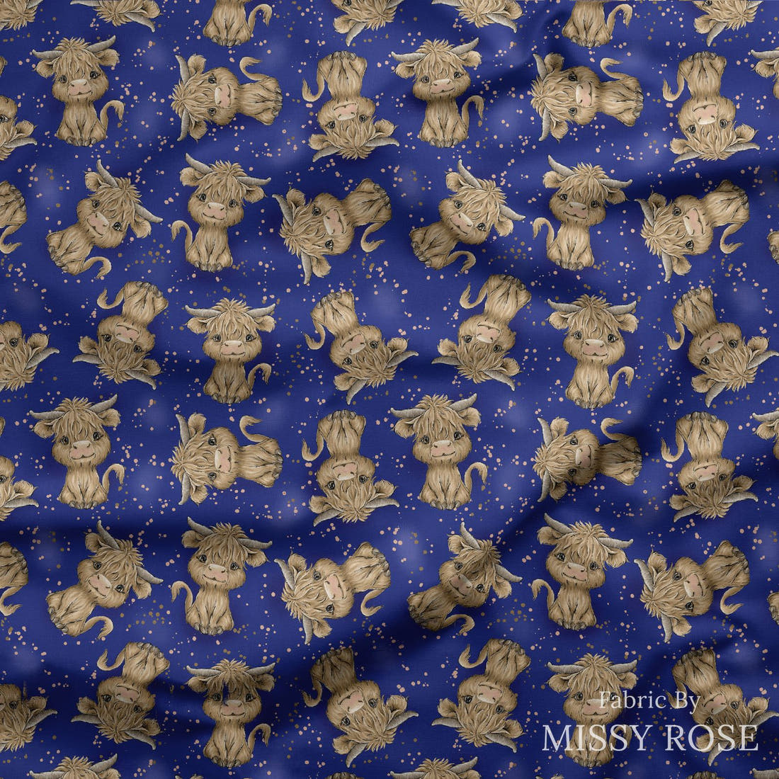 Design 193 Navy Highland Fabric draped fabric mockup – custom printed fabric by the metre | Fabric by Missy Rose