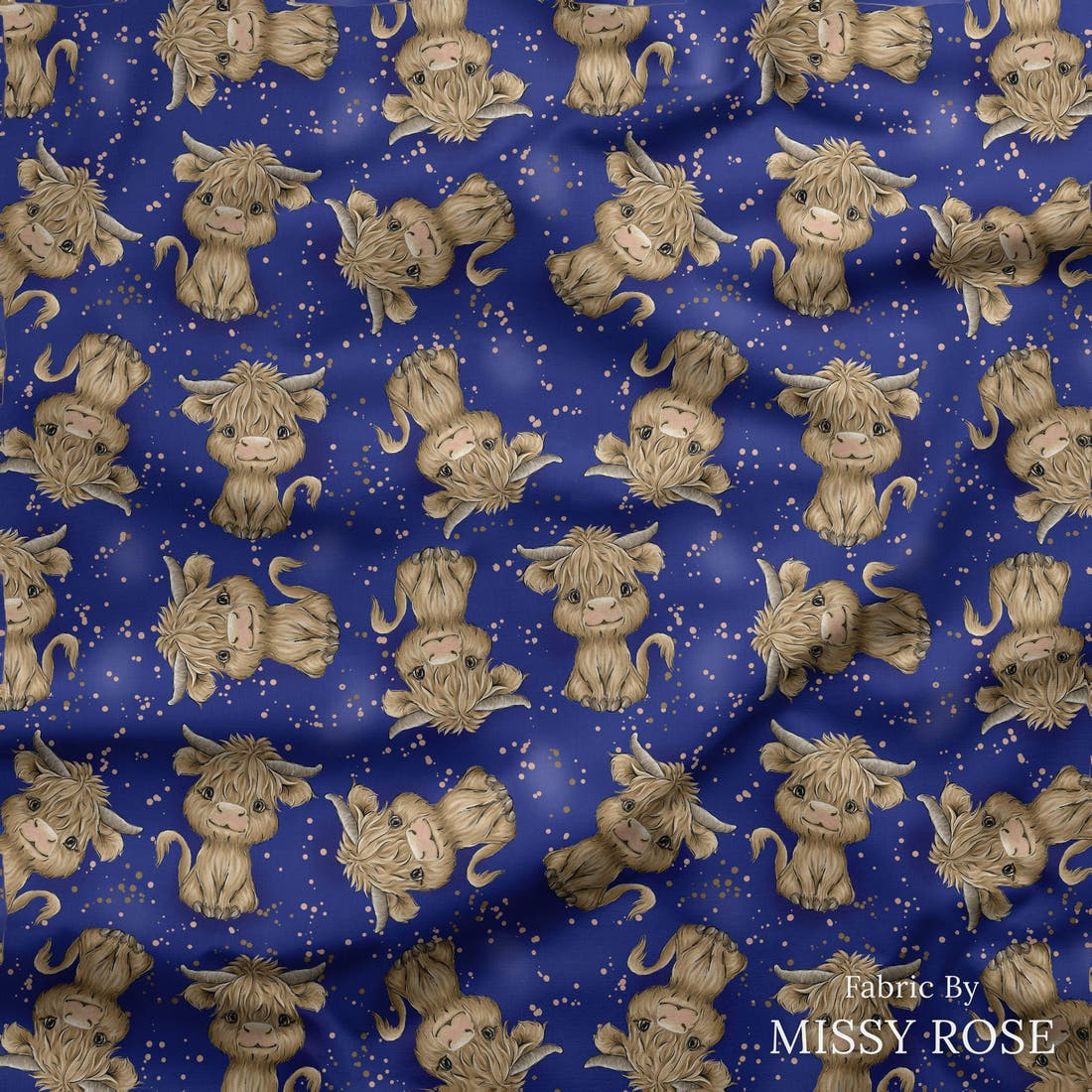 Design 193 Navy Highland Fabric draped fabric mockup – custom printed fabric by the metre | Fabric by Missy Rose