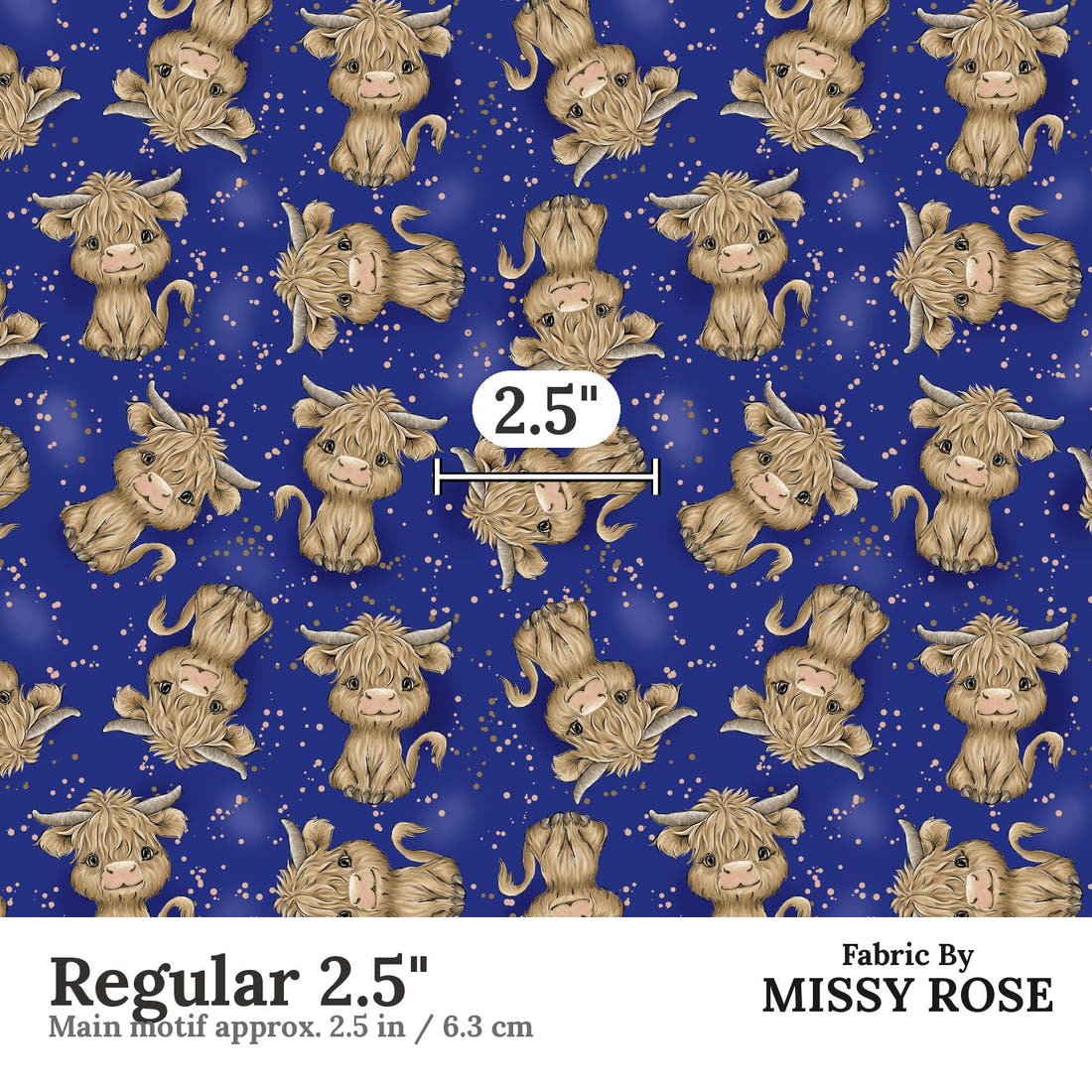 Design 193 Navy Highland Fabric Regular 2.5" - print scale | Fabric by Missy Rose