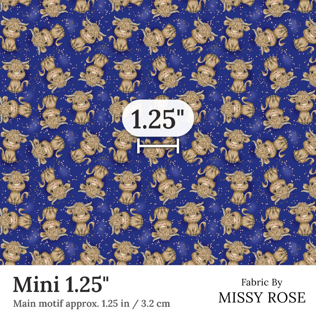 Design 193 Navy Highland Fabric Mini 1.25 inch print scale guide | Fabric by Missy Rose