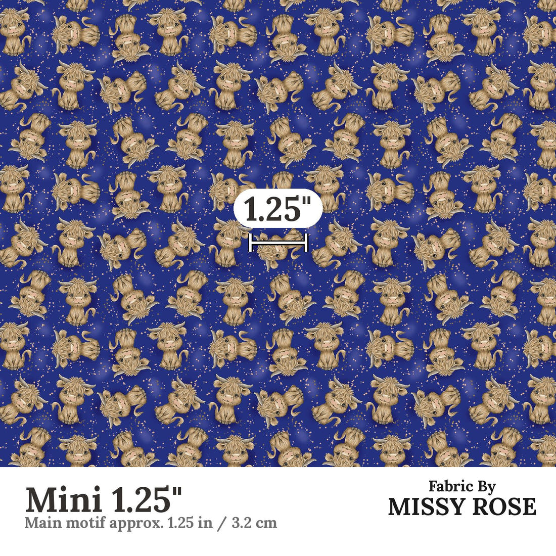 Design 193 Navy Highland Fabric Mini 1.25" - print scale | Fabric by Missy Rose