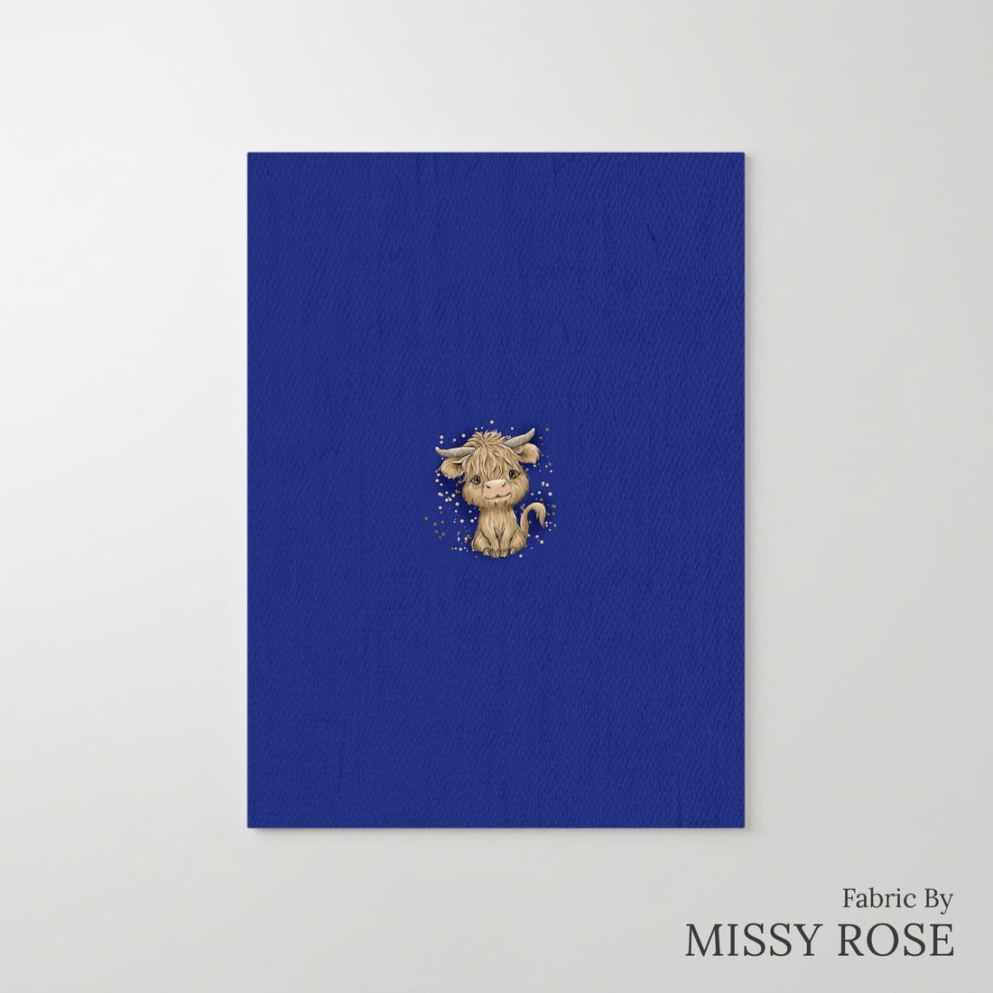 Design 193 Navy Highland Panel – printed fabric panel with centred picture, custom printed to order | Fabric by Missy Rose