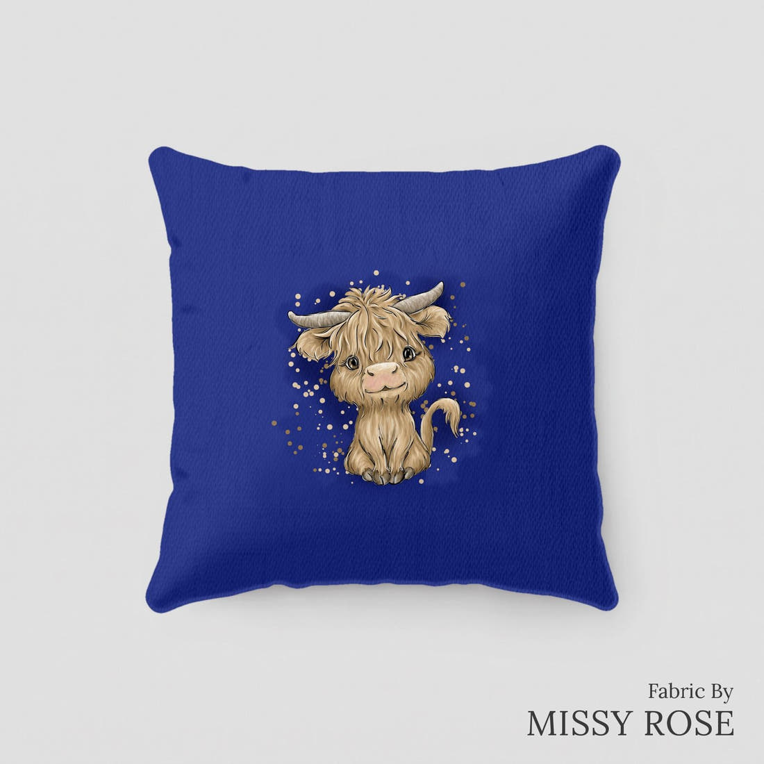 Design 193 Navy Highland Panel sewn into a cushion – see how the panel looks made up | Fabric by Missy Rose