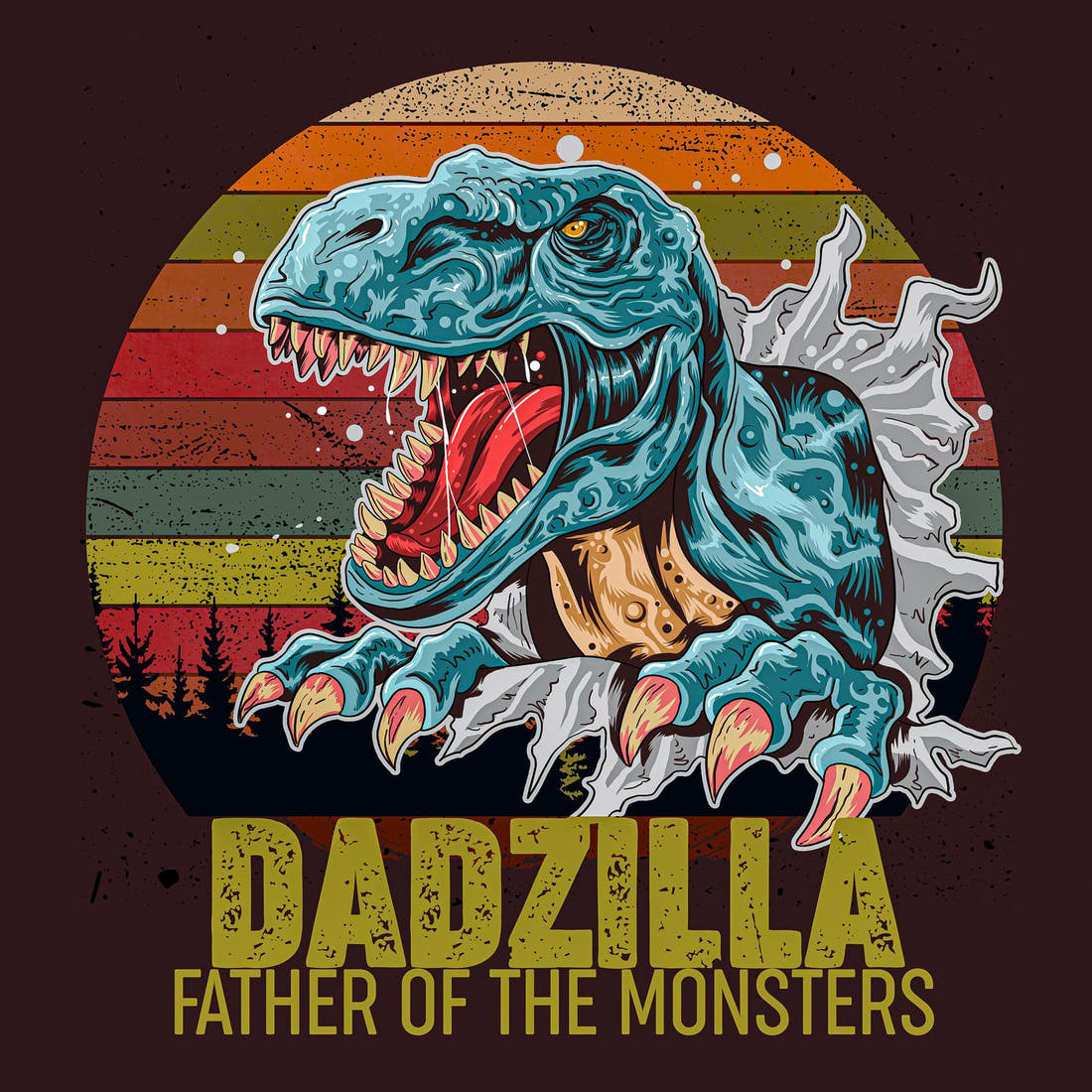 Design 195 Dadzilla Panel – full artwork close-up of the printed picture | Fabric by Missy Rose