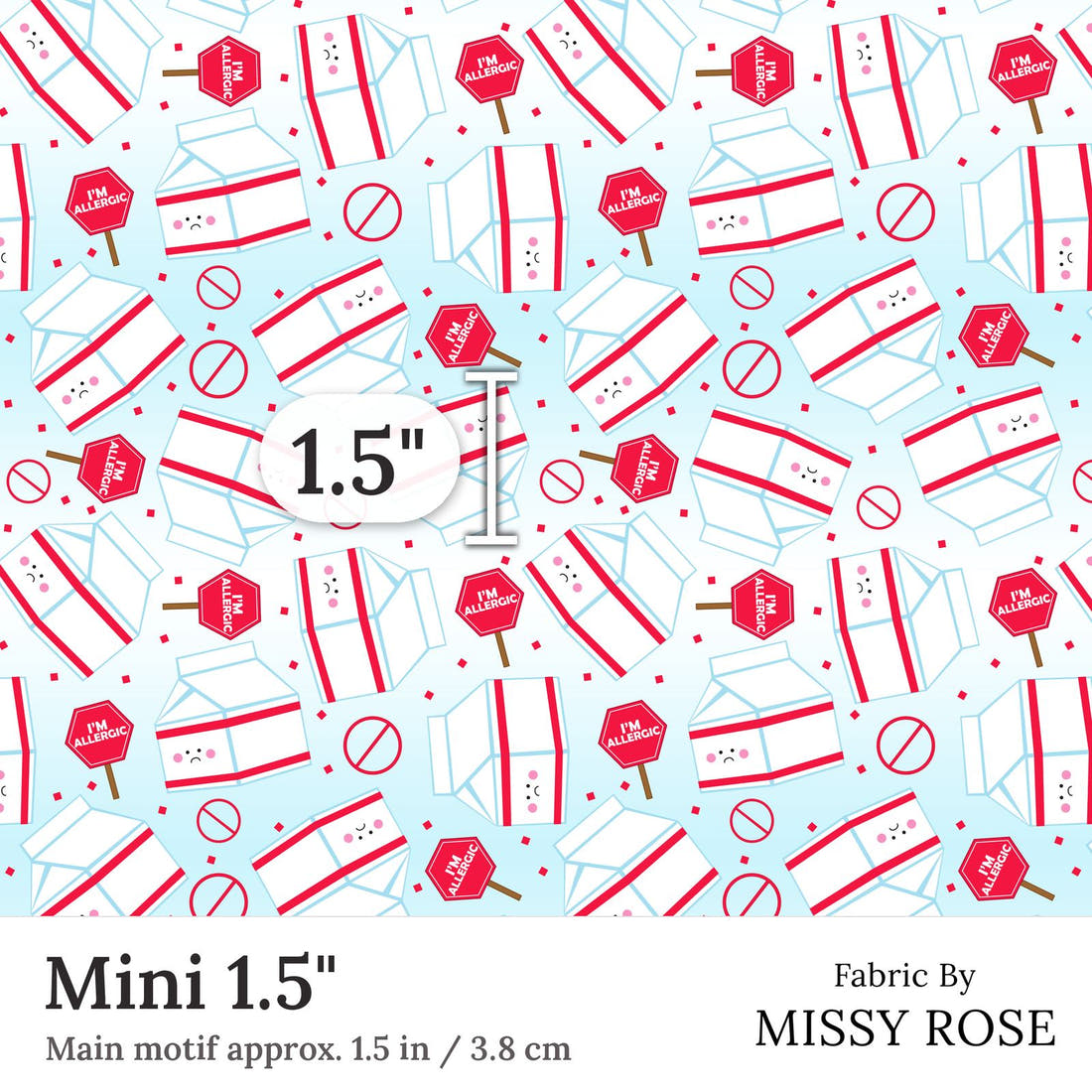 Design 196 Dairy Allergy Fabric Mini 1.5 inch print scale guide | Fabric by Missy Rose