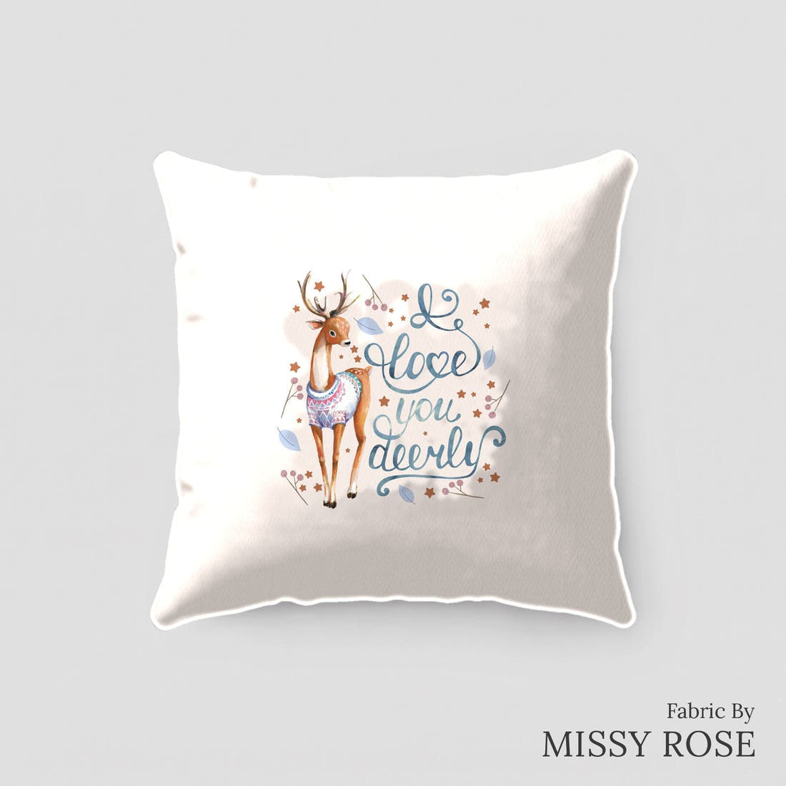 Design 198 Deer Panel sewn into a cushion – see how the panel looks made up | Fabric by Missy Rose