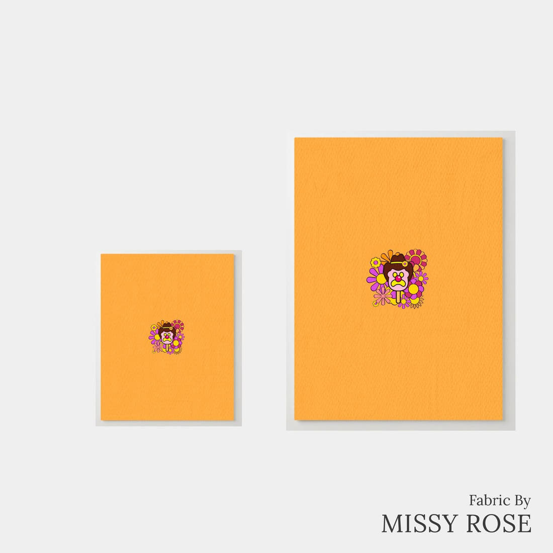 Design 199 Retro Floral Ice Cream Panel – universal and adult panel sizes side by side | Fabric by Missy Rose