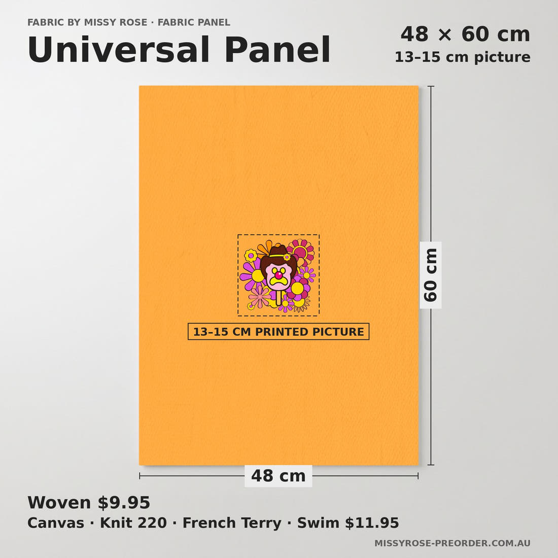 Design 199 Retro Floral Ice Cream Panel universal panel sizing – 13–15 cm printed picture on 48 × 60 cm fabric | Fabric by Missy Rose