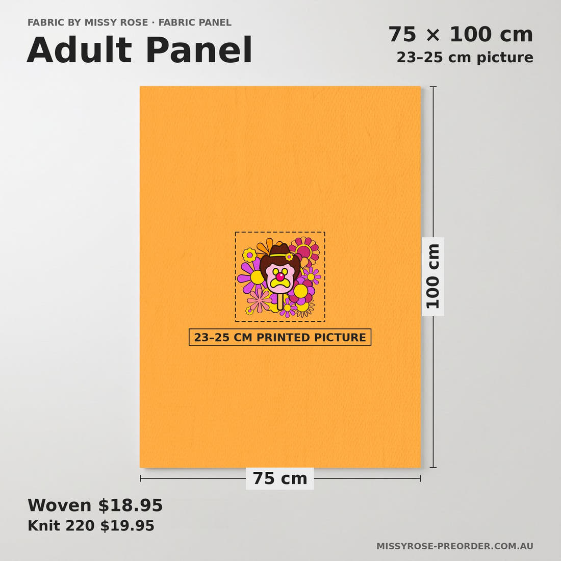 Design 199 Retro Floral Ice Cream Panel adult panel sizing – 23–25 cm printed picture on 75 × 100 cm fabric | Fabric by Missy Rose