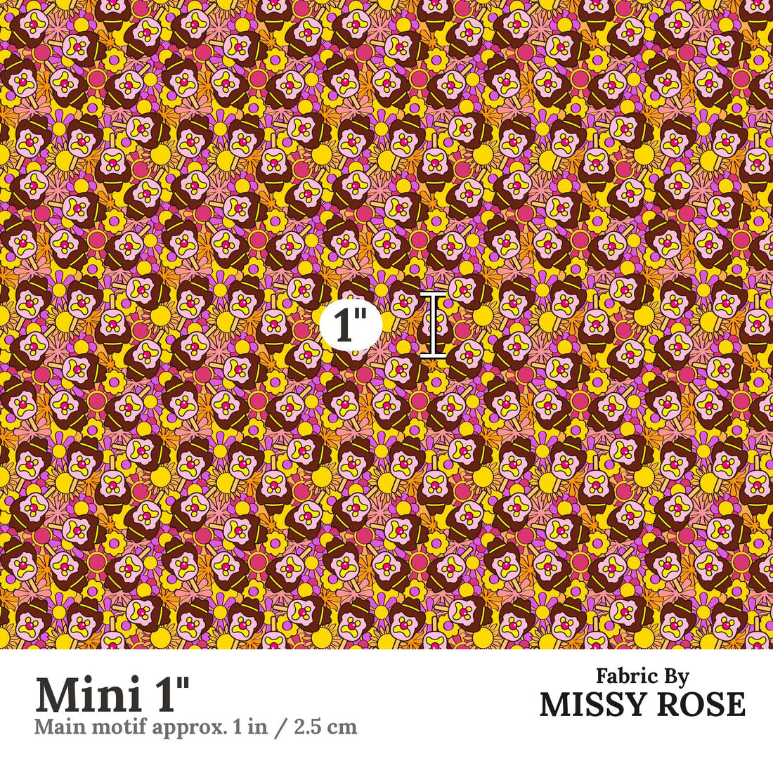 Design 199 Retro Floral Ice Cream Fabric Mini 1" - print scale | Fabric by Missy Rose