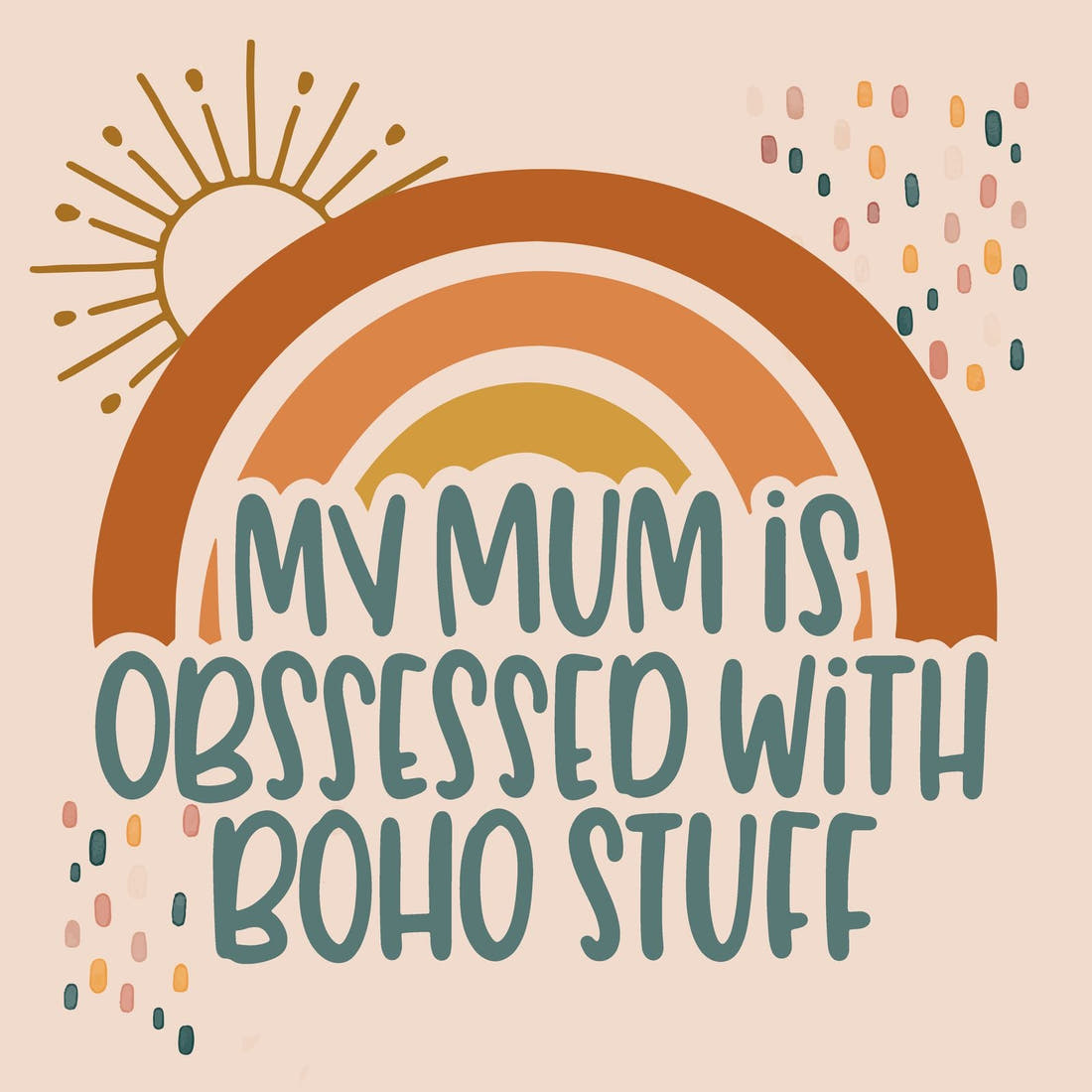 Design 2 Boho Mum Panel – full artwork close-up of the printed picture | Fabric by Missy Rose