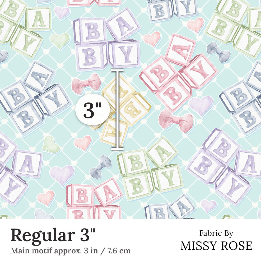 Design 20 Oh Baby Fabric Regular 3 inch print scale guide | Fabric by Missy Rose