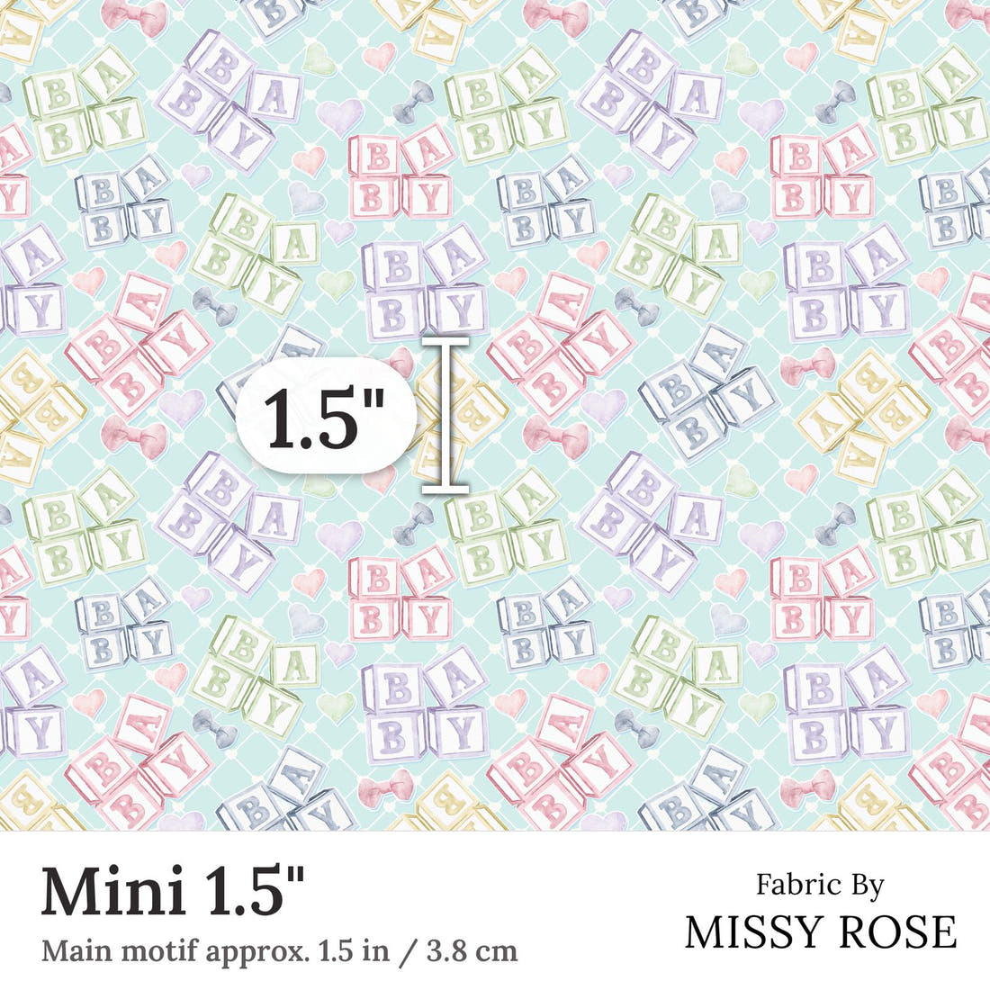 Design 20 Oh Baby Fabric Mini 1.5 inch print scale guide | Fabric by Missy Rose