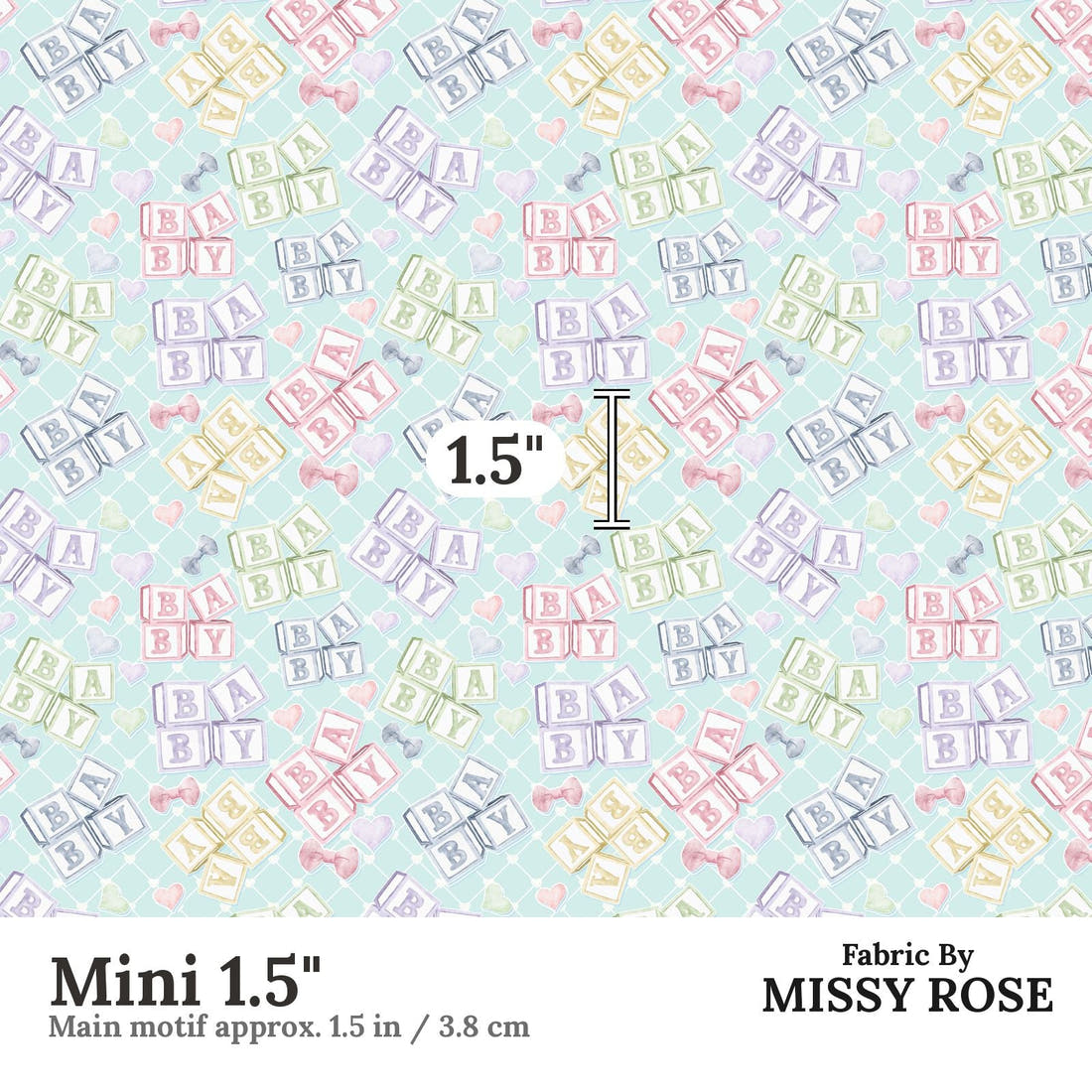 Design 20 Oh Baby Fabric Mini 1.5" - print scale | Fabric by Missy Rose