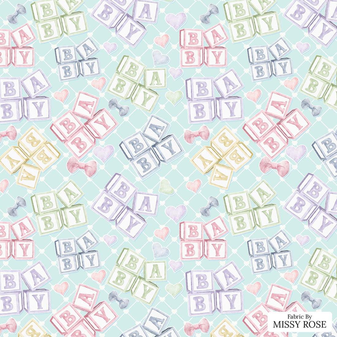 Design 20 Oh Baby Fabric - flat view of the print, zoom in for detail | Fabric by Missy Rose