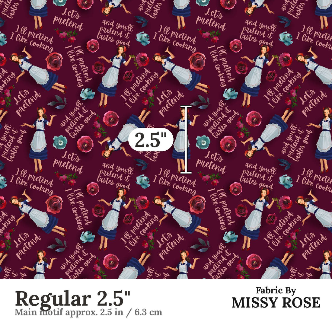 Design 200 Housewife Fabric Regular 2.5" - print scale | Fabric by Missy Rose