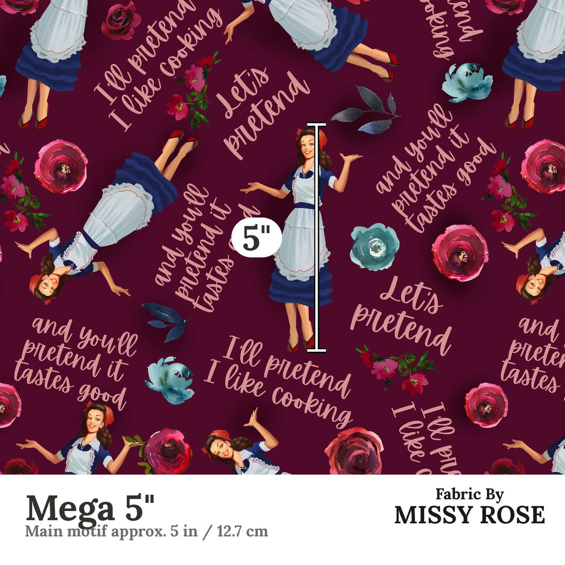 Design 200 Housewife Fabric Mega 5" - print scale | Fabric by Missy Rose