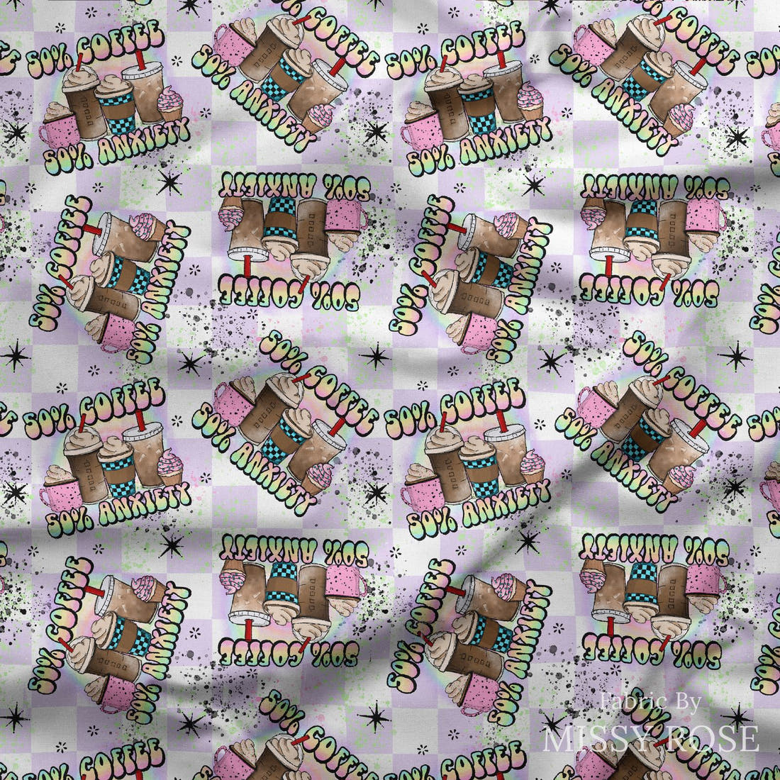 Design 201 Coffee Fabric draped fabric mockup – custom printed fabric by the metre | Fabric by Missy Rose
