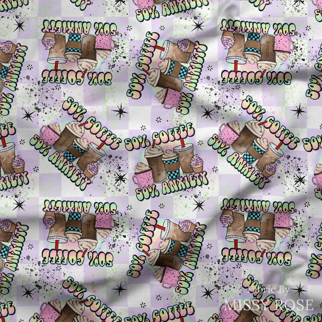 Design 201 Coffee Fabric draped fabric mockup – custom printed fabric by the metre | Fabric by Missy Rose