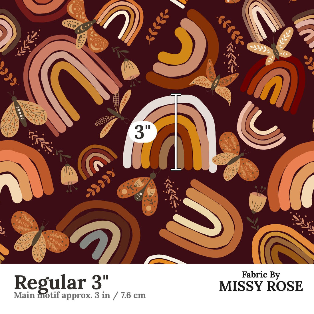 Design 202 Boho Rainbow Fabric Regular 3" - print scale | Fabric by Missy Rose