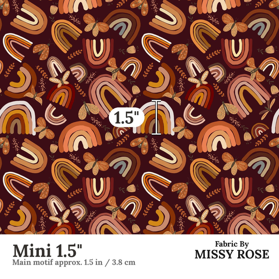 Design 202 Boho Rainbow Fabric Mini 1.5" - print scale | Fabric by Missy Rose