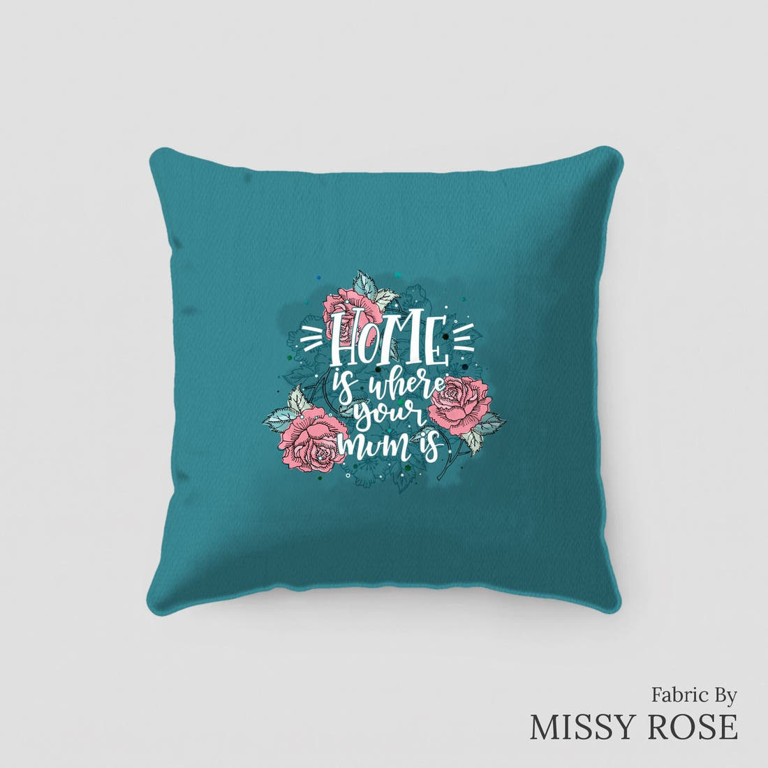 Design 203 Roses Panel sewn into a cushion – see how the panel looks made up | Fabric by Missy Rose