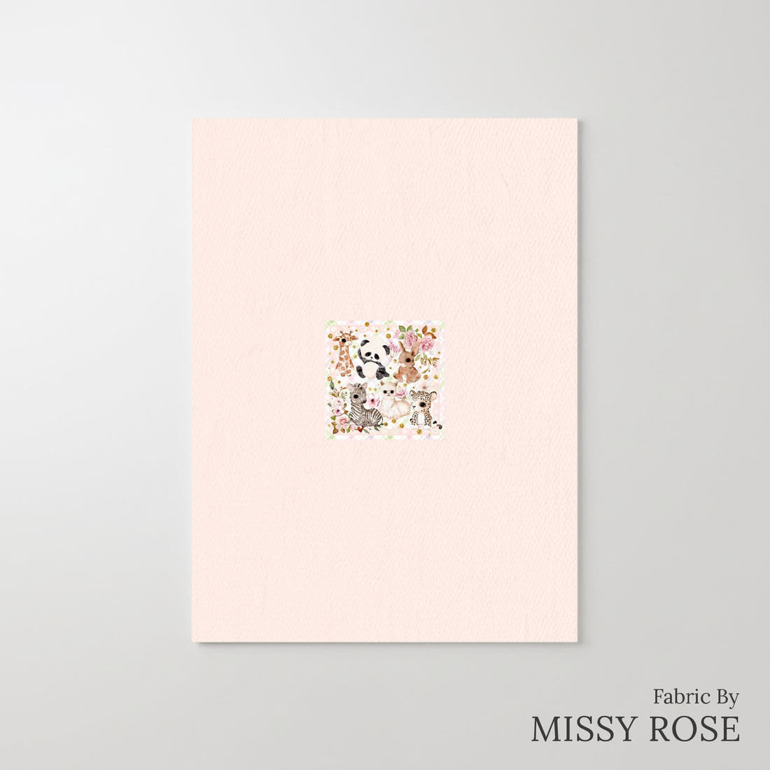 Design 204 Baby Safari Animals Panel – printed fabric panel with centred picture, custom printed to order | Fabric by Missy Rose